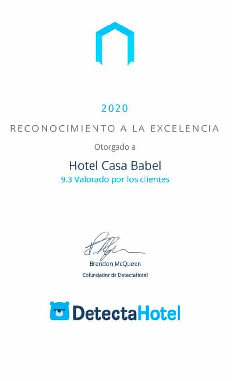 premio Reconocimiento a la Excelencia 2020 que otorga DetectaHotel